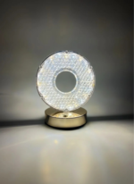Lampe décorative LED cristal ronde – socle doré – Image 4