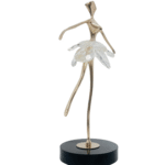 Statue danseuse design – métal doré & cristal sur socle noir