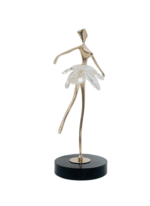 Statue danseuse design – métal doré & cristal sur socle noir