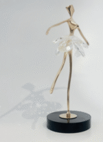 Statue danseuse design – métal doré & cristal sur socle noir – Image 4