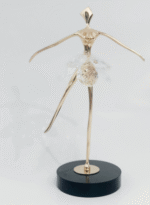 Statue danseuse design – métal doré & cristal sur socle noir – Image 3