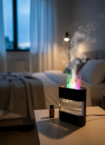 Diffuseur d’arômes flamme colorée – humidificateur LED design noir – Image 4