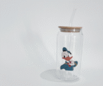 Verre canette en verre avec couvercle bambou & paille – motifs personnages – Image 4