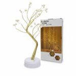 Arbre décoratif LED doré 50 cm – lampe de table sur socle blanc