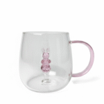 Tasse en verre transparente avec figurine 3D