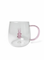 Tasse en verre transparente avec figurine 3D