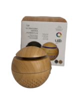 Humidificateur ultrasonique boule effet bois – LED changeantes