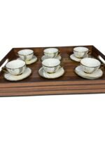Service à café / thé en porcelaine dorée – 6 tasses et soucoupes – Image 3