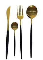 Ménagère de couverts dorés et noirs – Design moderne et élégant – Image 2