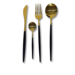 Ménagère de couverts dorés et noirs – Design moderne et élégant