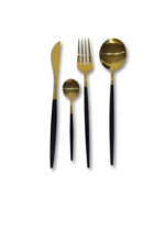 Ménagère de couverts dorés et noirs – Design moderne et élégant