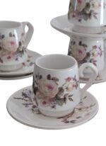 Service de 6 Tasses à Café avec Soucoupes – Motif Floral Élégant – Image 3