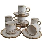 Service à Café Noir en Porcelaine 12 Pièces