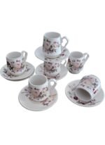 Service de 6 Tasses à Café avec Soucoupes – Motif Floral Élégant – Image 4