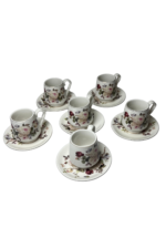 Service de 6 Tasses à Café avec Soucoupes – Motif Floral Élégant