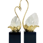 Sculpture Décorative Luxe – Couple de Cygnes Cristal