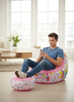 Ensemble Fauteuil & Pouf Gonflable "Confort Zen" – Design Artistique – Image 2