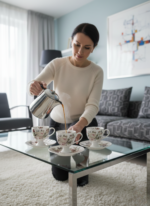 Service à café en porcelaine florale – Image 2