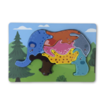 Puzzle d'Éveil en Bois - Thème Animaux de la Jungle & Savane