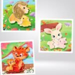 Lot de 3 puzzles en bois