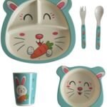 Set de Repas Pour Enfant Lapin bleue – 5 Pièces