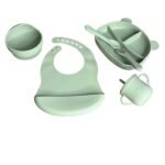 Coffret Repas Bébé en Silicone « 6 pièces » Vert
