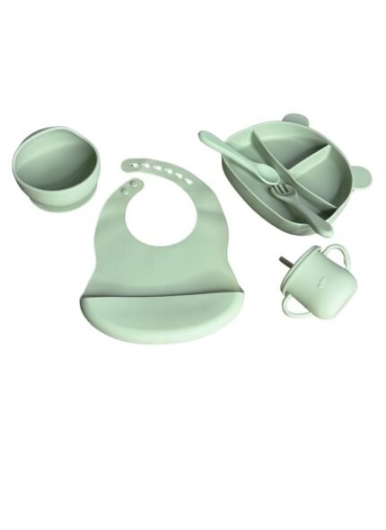 Coffret Repas Bébé en Silicone « 6 pièces » Vert