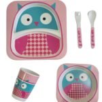 Set de Repas Pour Enfant Chouette Rose– 5 Pièces