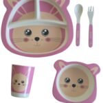 Set de Repas Pour Enfant Lapin Rose – 5 Pièces