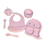 Coffret Repas Bébé en Silicone « 6 pièces » Mauve Clair
