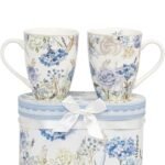 Lot de 2 Tasses à Café – Fleurs D’hortensia Avec Boite Cadeau