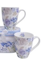 Lot de 2 Tasses à Café – Fleurs D’hortensia Avec Boite Cadeau – Image 2