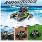 Voiture Télécommandée Amphibie Tout Terrain Etanche Bateau RC avec Pistolet à Eau