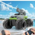 Voiture Télécommandée Amphibie Tout Terrain Etanche Bateau RC avec Pistolet à Eau