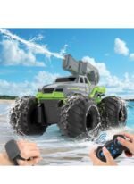 Voiture Télécommandée Amphibie Tout Terrain Etanche Bateau RC avec Pistolet à Eau