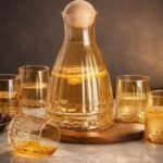 Service à eau 7 Pièces Avec Carafe en Verre Ambre Clair