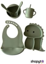 Coffret Repas Bébé en Silicone « 6 pièces » Vert Olive