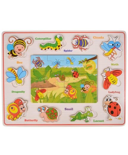 Puzzle Educatif En Bois – Thème Insectes