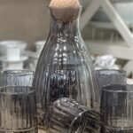 Service à eau 7 Pièces Avec Carafe en Verre Gris Fumé