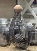 Service à eau 7 Pièces Avec Carafe en Verre Gris Fumé
