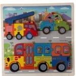 Puzzle En Bois Éducatif pour Enfants -Moyens De Transports Illustrés