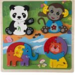 Puzzle en Bois Éducatif pour Enfants -Animaux Sauvages
