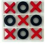 Puzzle En Bois Jeu de Morpion (X O) Rouge Et Noir
