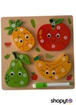 Puzzle D’éveil en Bois Thème Fruit Avec Tableau d'Écriture