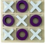 Puzzle En Bois Jeu de Morpion (X O)  Blanc et Mauve