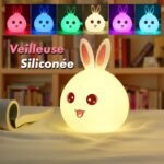 Veilleuse Enfant Lapin Rechargeable LED Silicone – Multicolore
