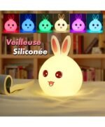 Veilleuse Enfant Lapin Rechargeable LED Silicone – Multicolore